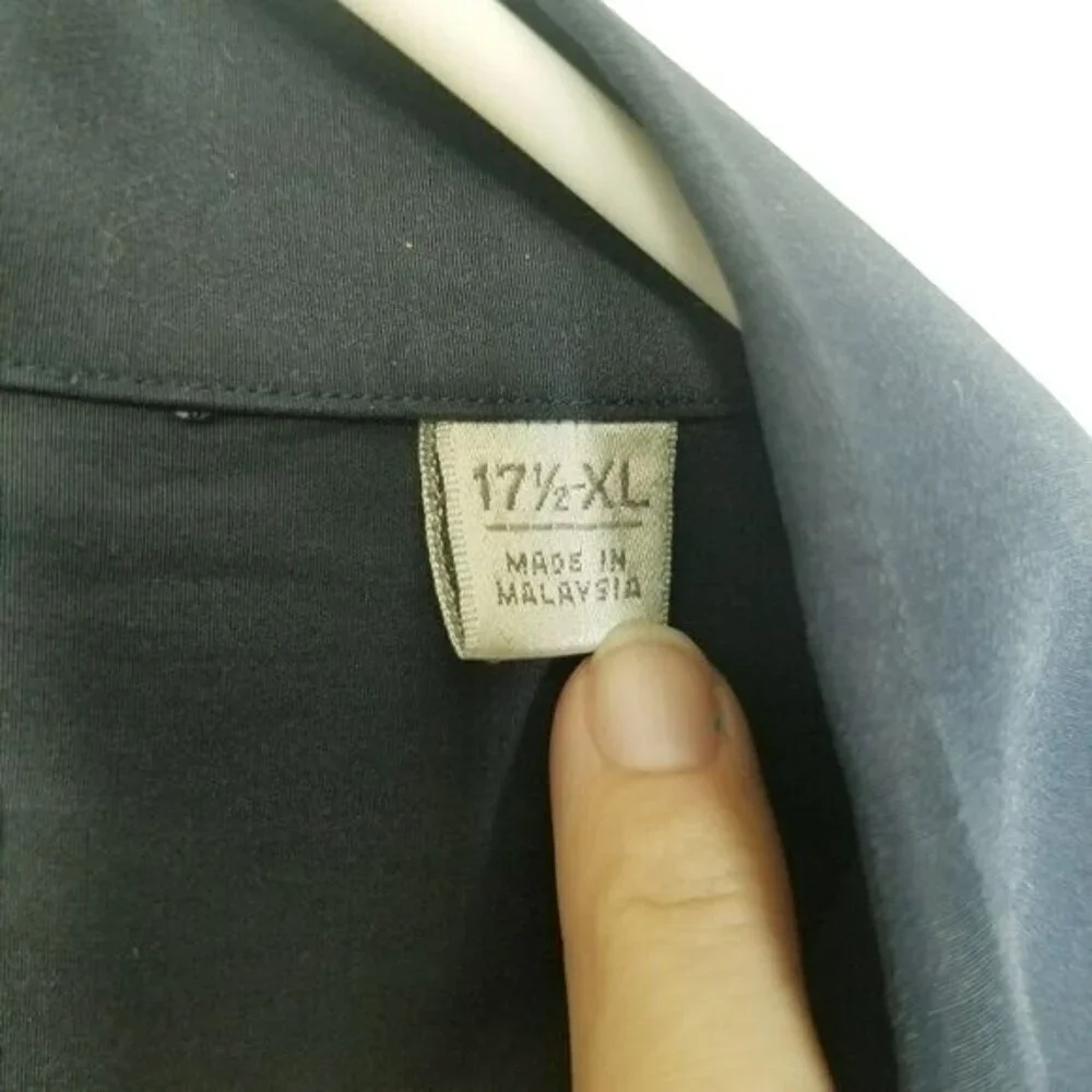 Halogen‎ Mens dress shirt button down Navy Blue EUC 17.5 XL